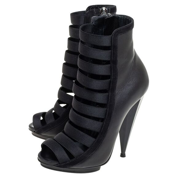 Gucci Black Elastic And Leather Isadora Gladiator Booties Size 35 - Picture 4 of 4